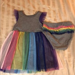 Dress with rainbow tulle